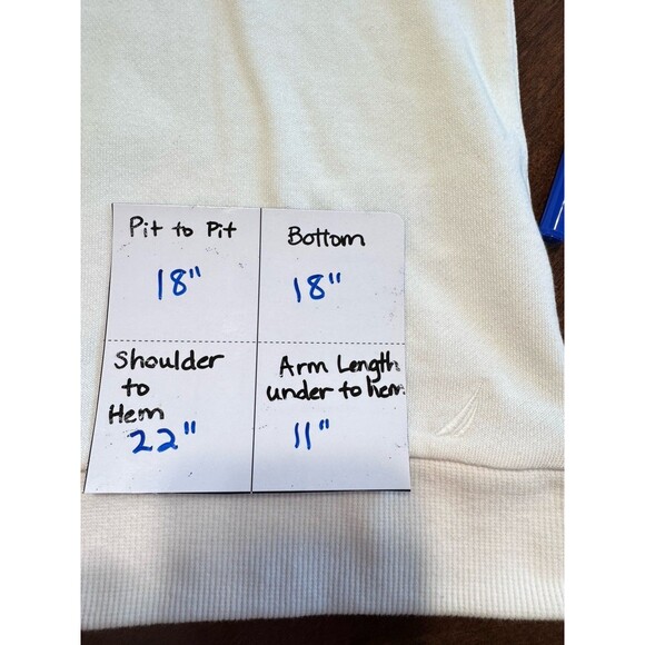 NAUTICA JEANS WOMENS IVORY SWEATER SLEEVES WOVEN BODICE NWT XS - Picture 4 of 7